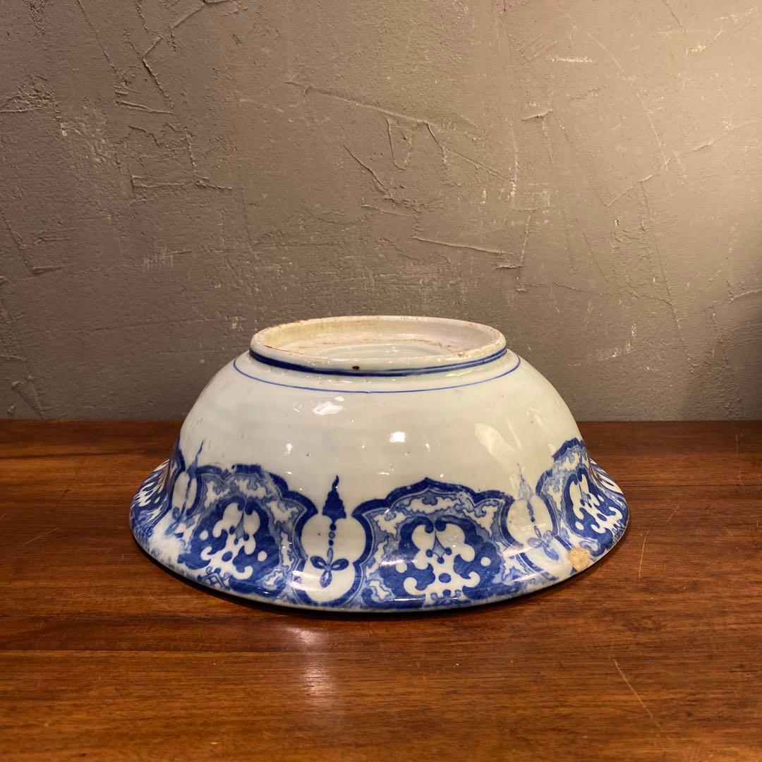 珍品 古伊万里 鳳凰大深鉢 隠れキリシタン 染め付け 26.5cm 骨董品