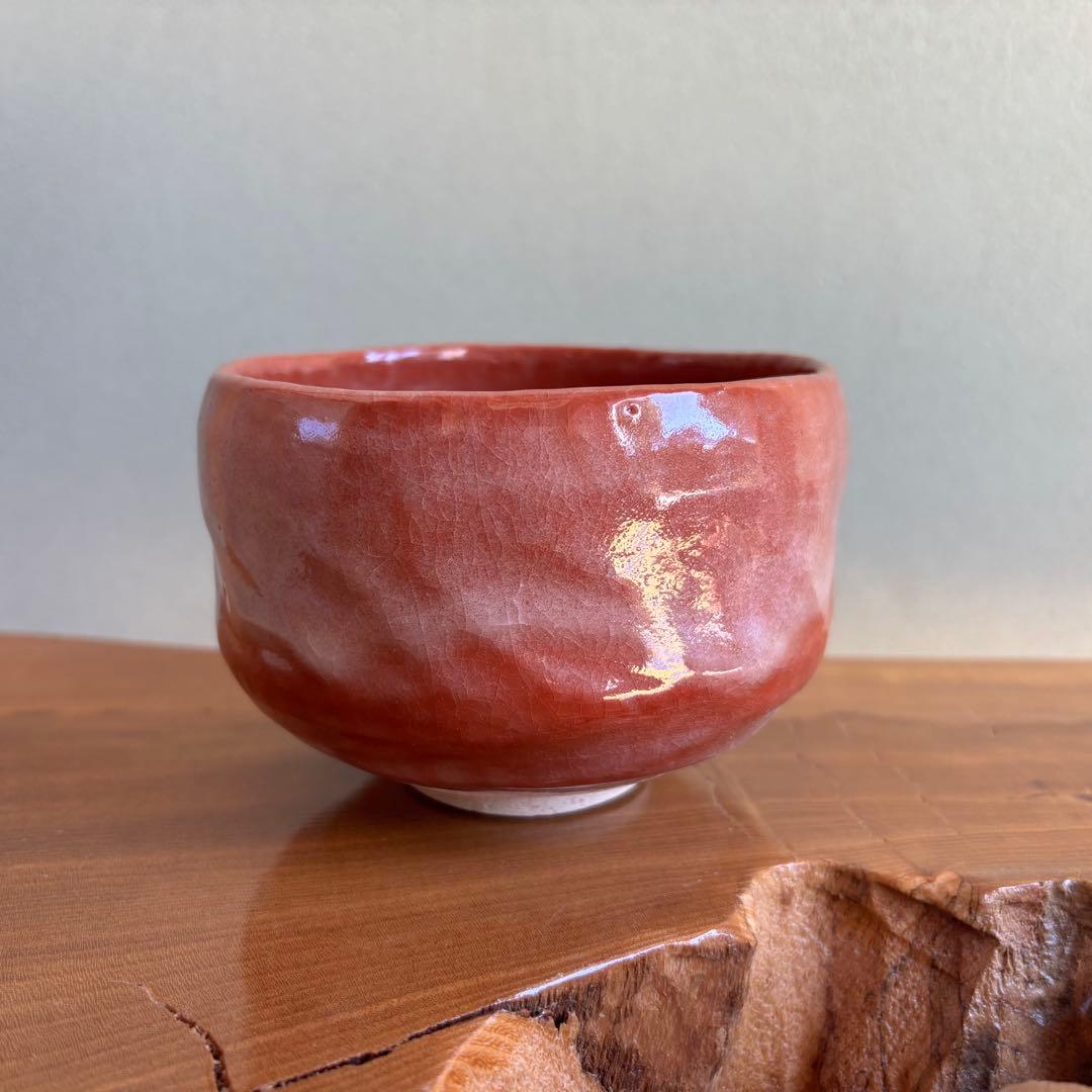 赤楽茶碗 楽焼 昭楽 抹茶碗 茶道具 共箱(306Bc)