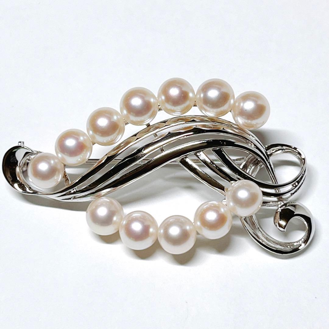 極美品✨MIKIMOTO ミキモト アコヤパール　ブローチ　シルバー