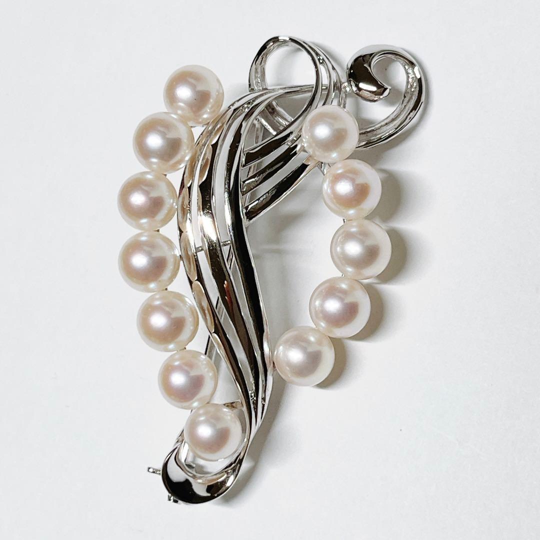 極美品✨MIKIMOTO ミキモト アコヤパール　ブローチ　シルバー