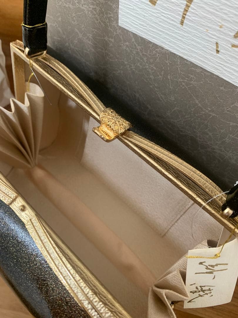 新品未使用タグ付　草履バッグ　セット ゴールド　紗織　Ｌ　ブラック　留袖　七五三