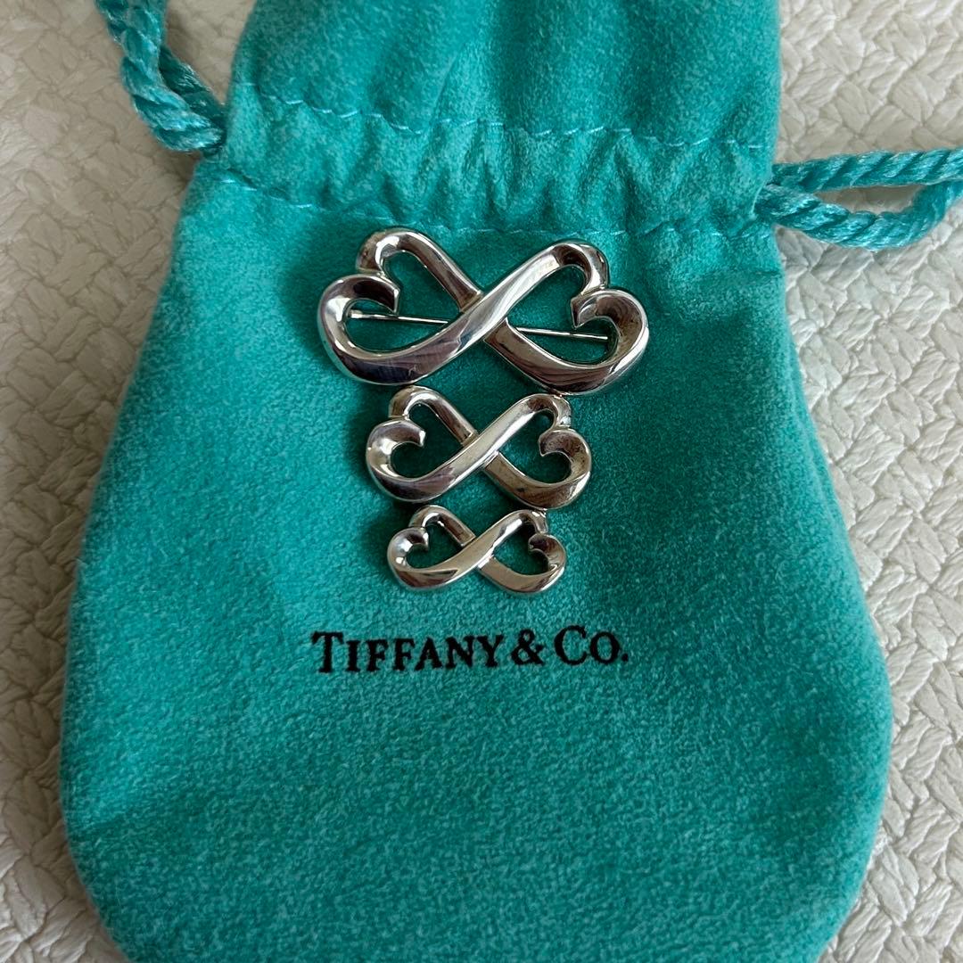 ほたるTiffany & Co. ダブルラビングハート　シルバーブローチ