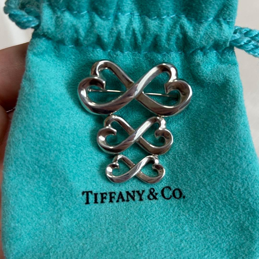 ほたるTiffany & Co. ダブルラビングハート　シルバーブローチ