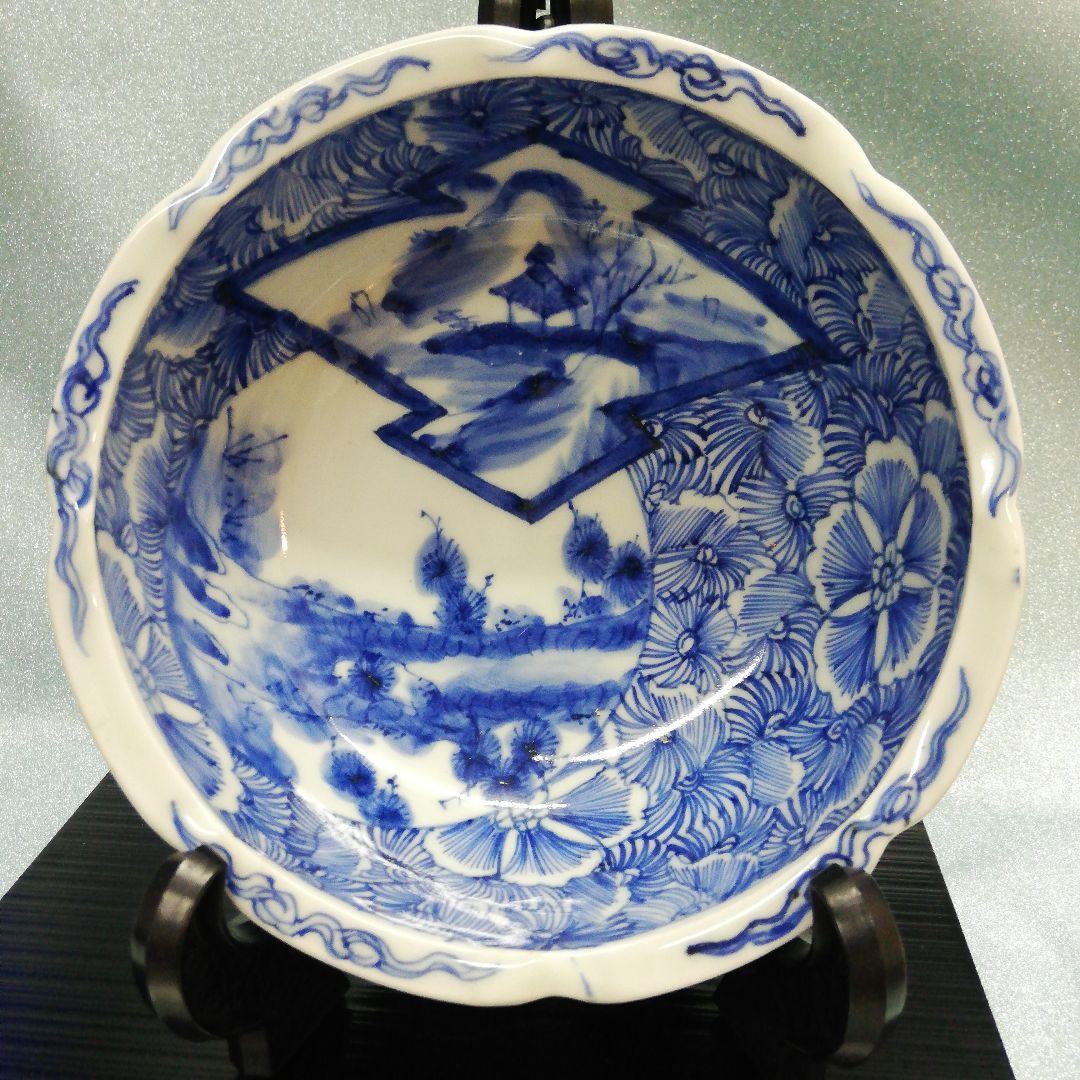 江戸時代中期～後期幕末頃美品信州蔵出三階菱窓絵染付約２０センチサイズ時代陶磁器