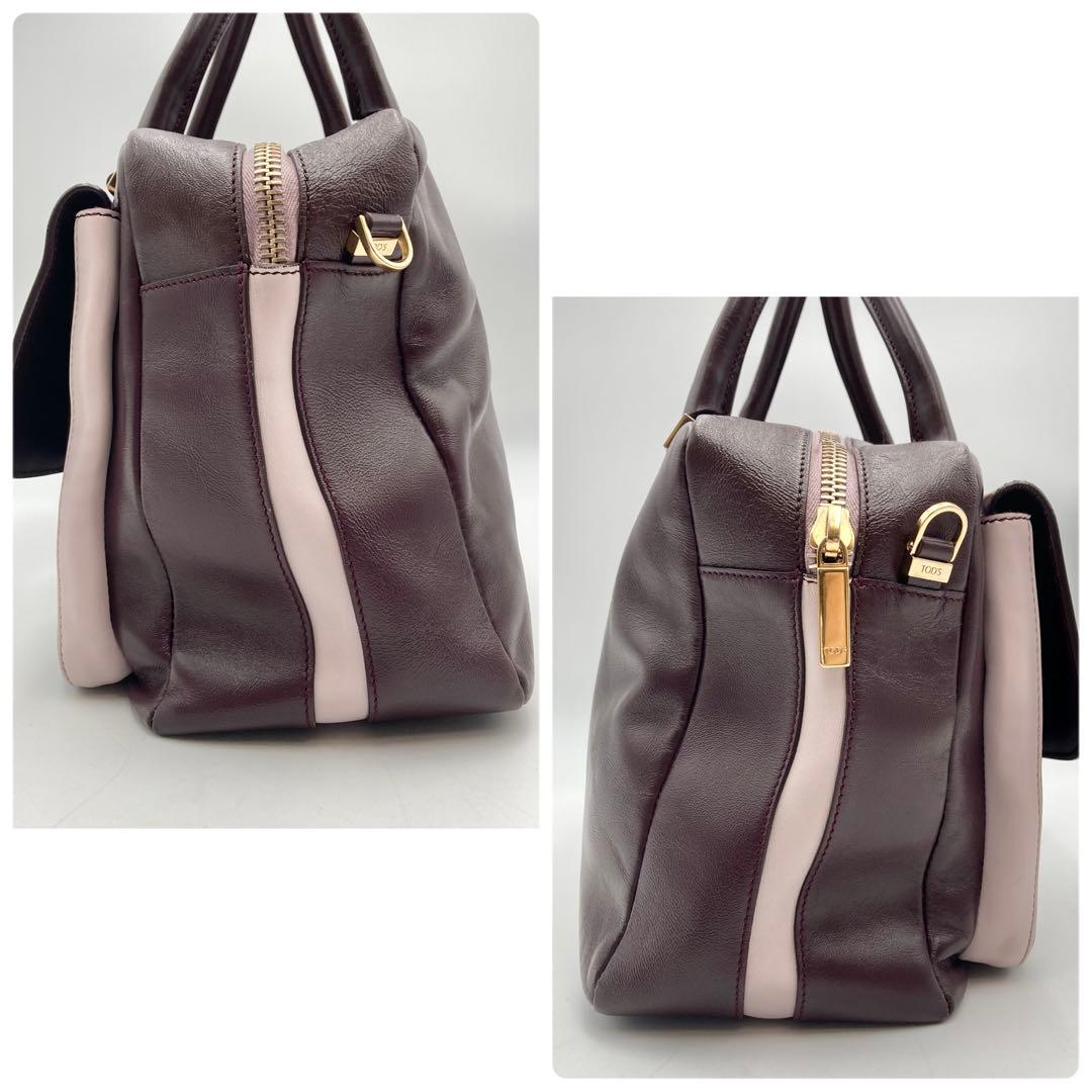 マッキー✨TOD'S ハンドバッグ 2way 光沢レザー バイカラー 希少