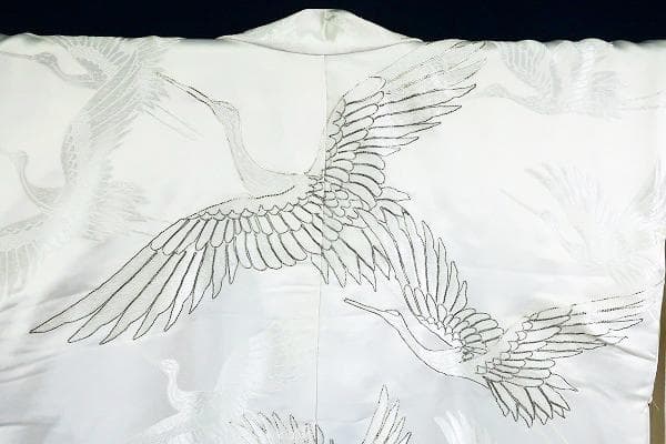 美品 白打掛け 掛け下 襦袢 掛下帯 筥迫セット ホワイト 飛鶴 刺繍 結婚式