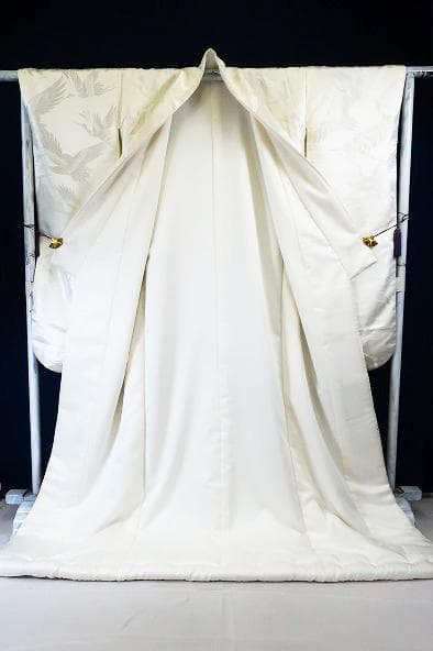 美品 白打掛け 掛け下 襦袢 掛下帯 筥迫セット ホワイト 飛鶴 刺繍 結婚式