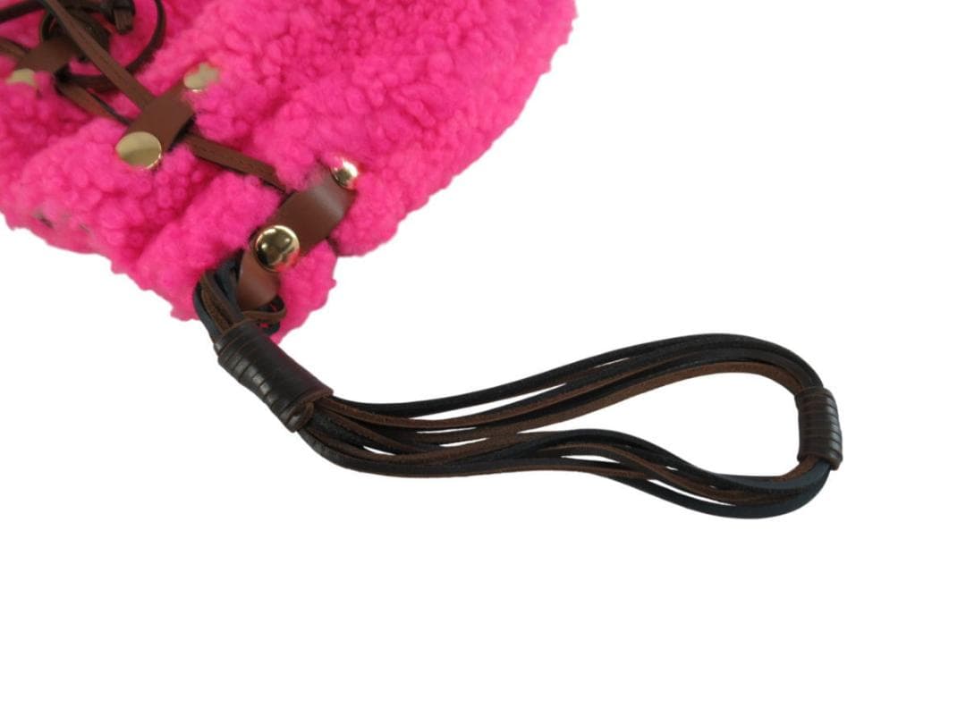 ■071201-072■超美品■マルニ■ハンドバッグ■巾着■ボア■ピンク■