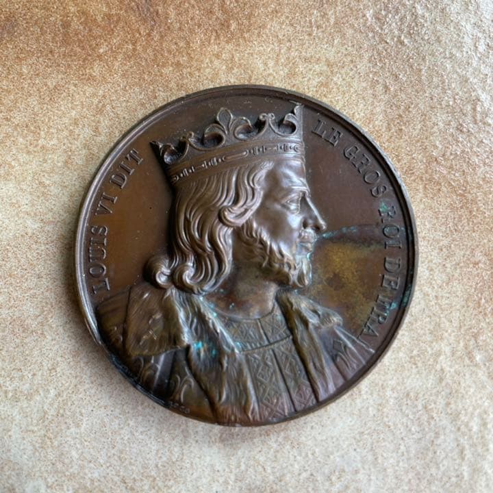 超レア！19世紀フランスアンティーク　ルイ6世　フランス国王　銅製メダル