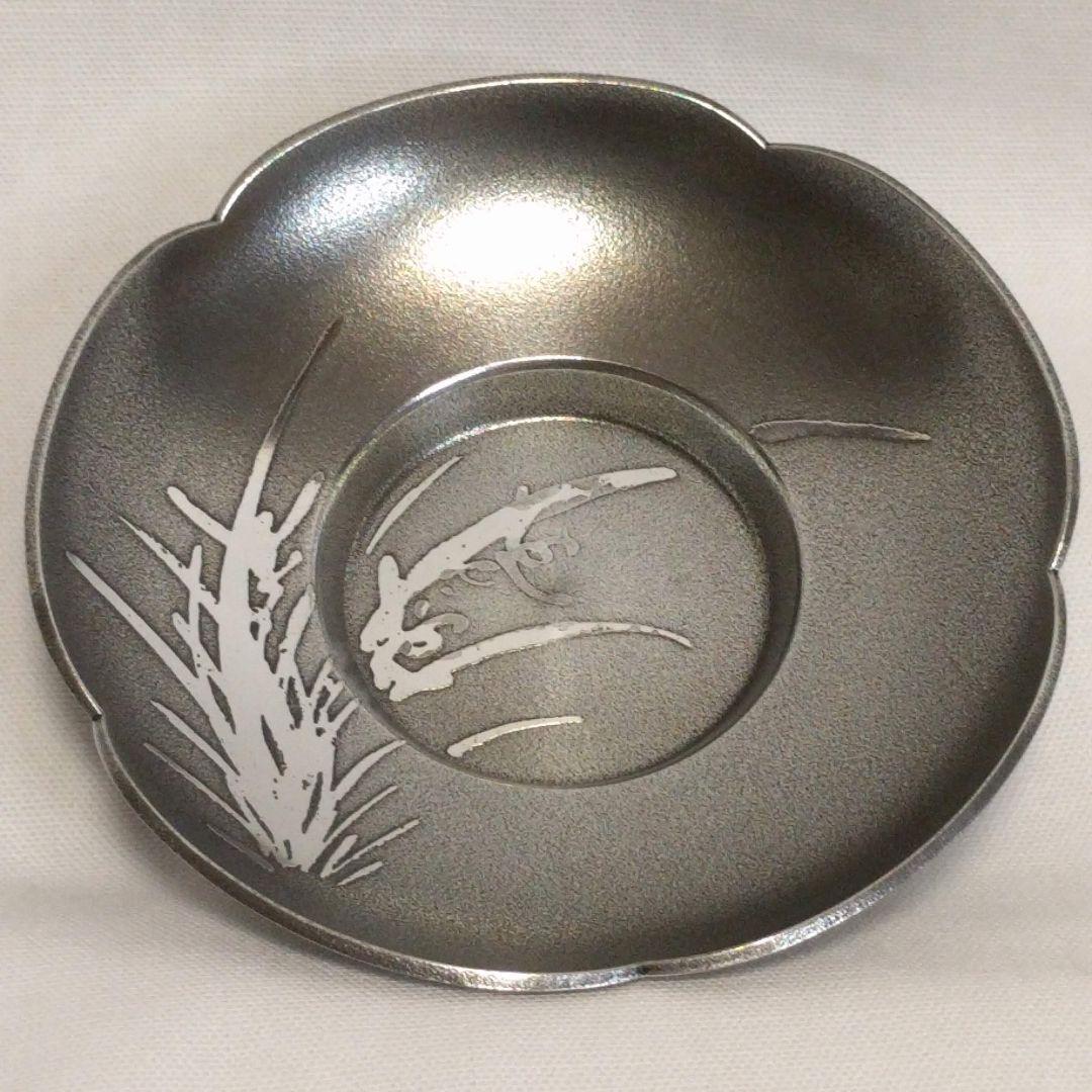 錫製　茶托　イブシ　梅型　5枚組　5柄　大阪錫器
