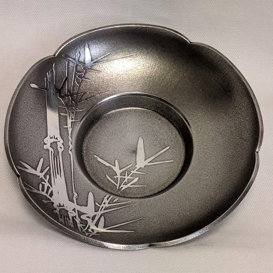 錫製　茶托　イブシ　梅型　5枚組　5柄　大阪錫器
