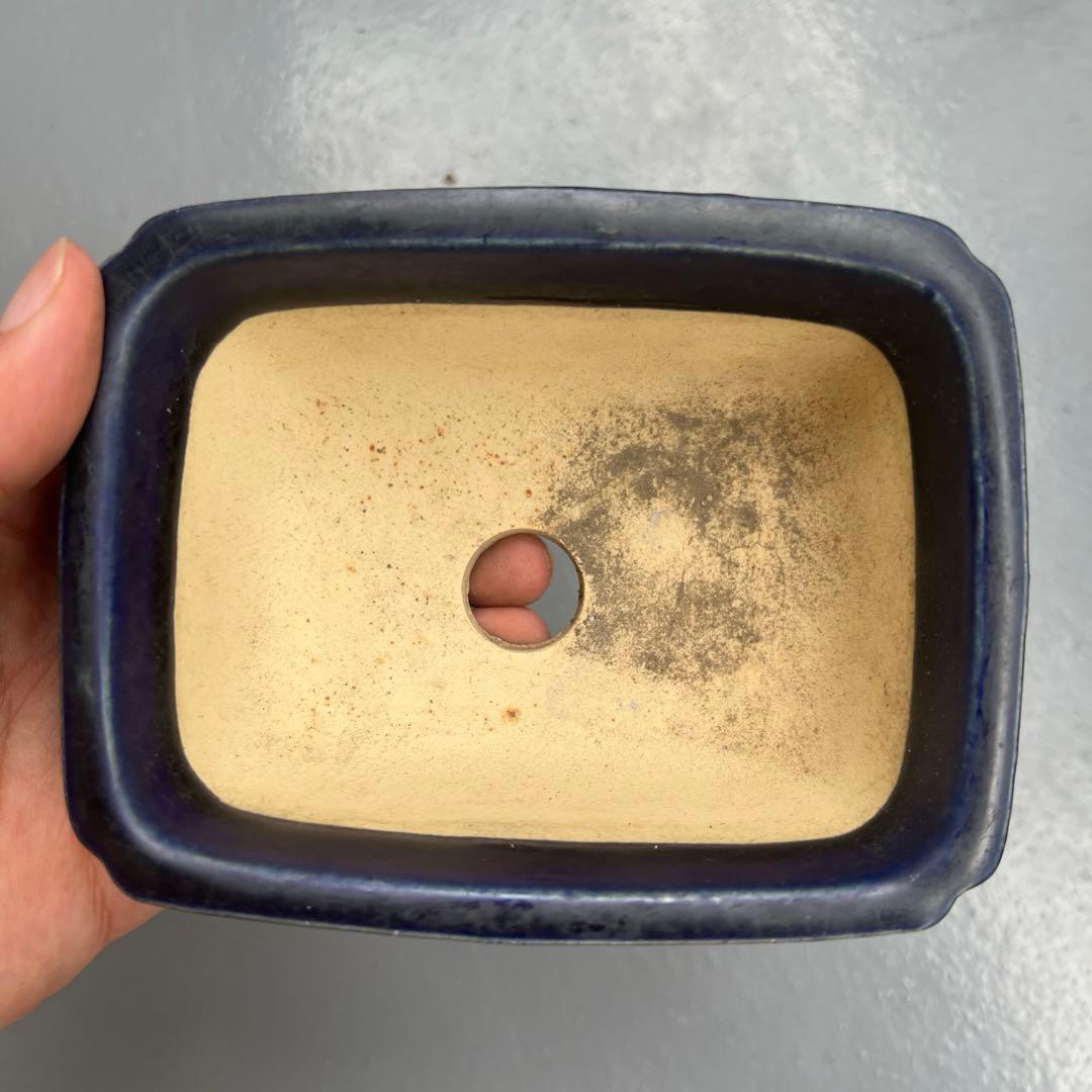 550.琉璃釉隅角雲足長方 古鉢 盆栽鉢 植木鉢 12.5*9.8*5.2cm