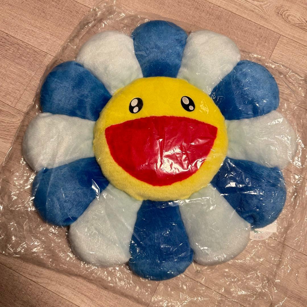 村上隆 お花 フラワークッション 60cm  ブルー kaikai kiki