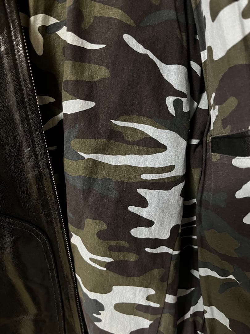 Schott レザージャケット 裏地　迷彩柄