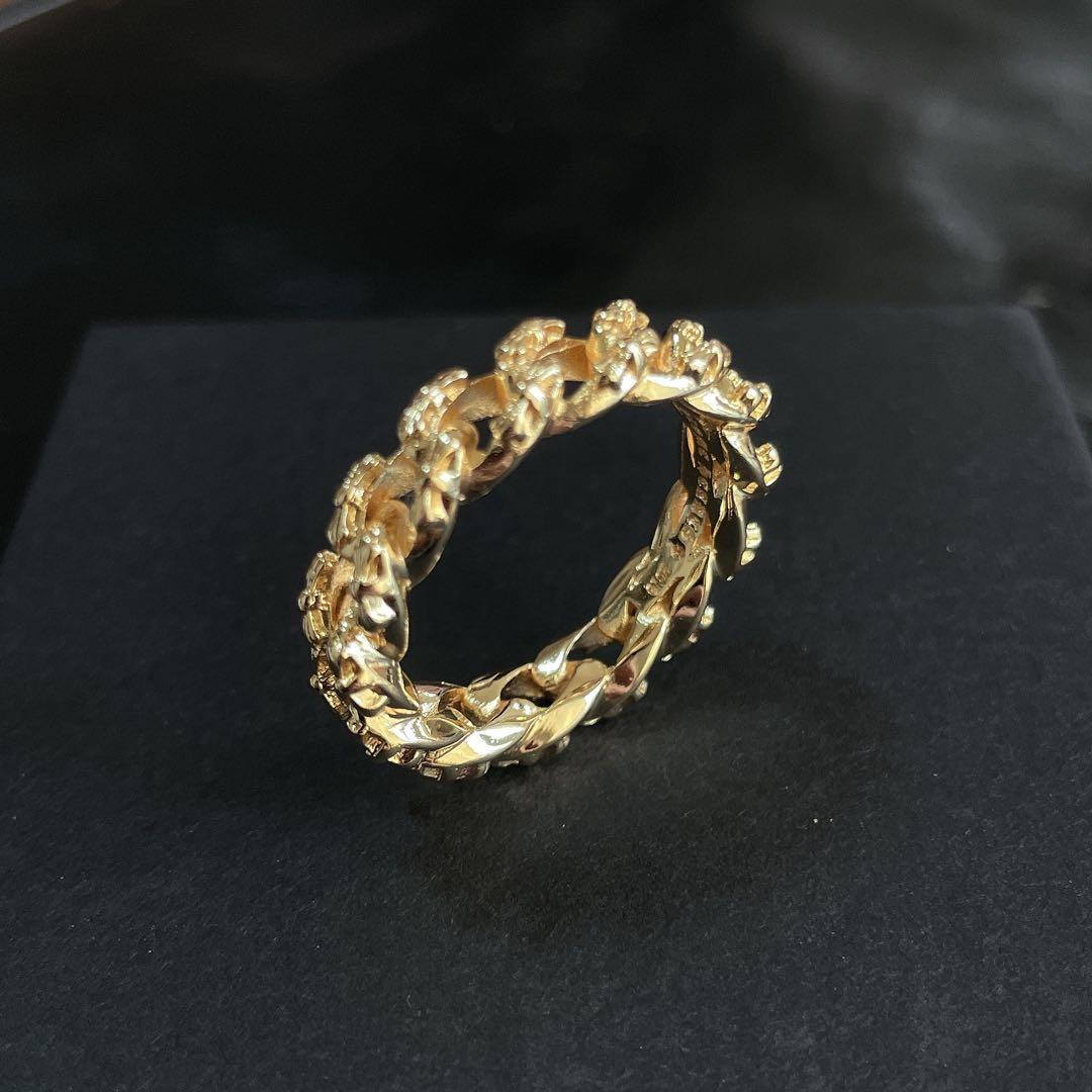 ノーブランド クロス 喜平 指輪 メンズ ２２ｋ加工 シルバー９２５ ２２号