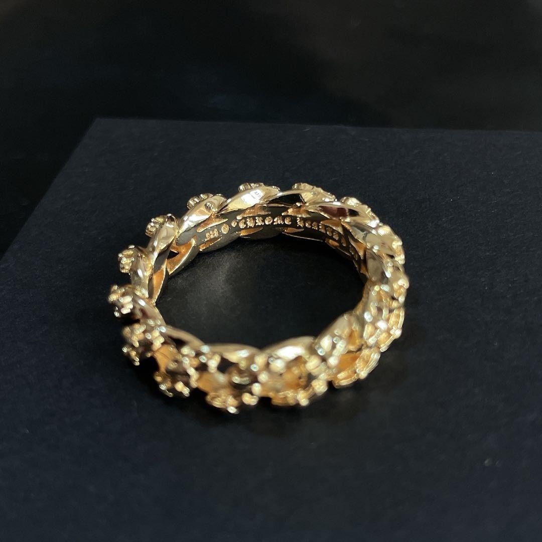 ノーブランド クロス 喜平 指輪 メンズ ２２ｋ加工 シルバー９２５ ２２号