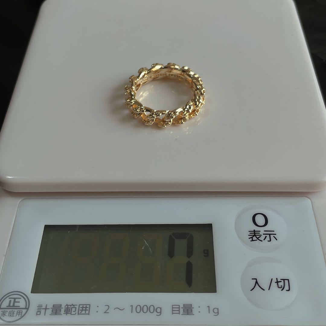 ノーブランド クロス 喜平 指輪 メンズ ２２ｋ加工 シルバー９２５ ２２号