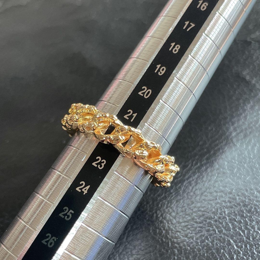 ノーブランド クロス 喜平 指輪 メンズ ２２ｋ加工 シルバー９２５ ２２号