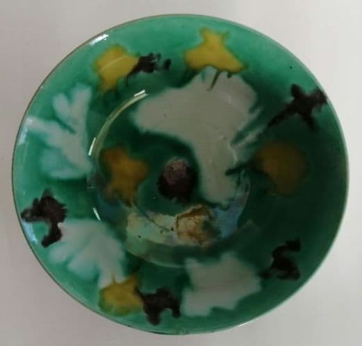 中国　素三彩虎皮斑碗