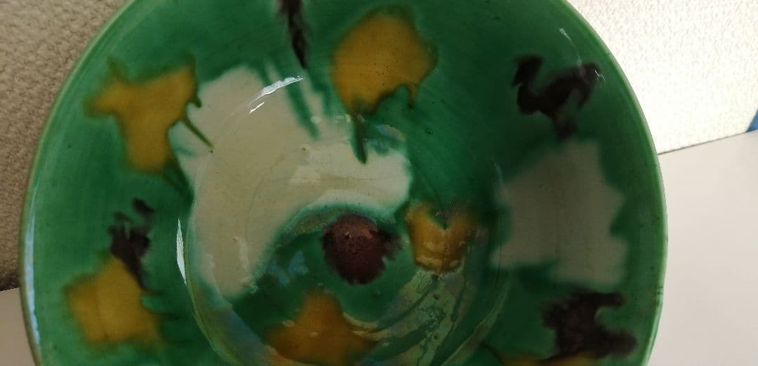 中国　素三彩虎皮斑碗