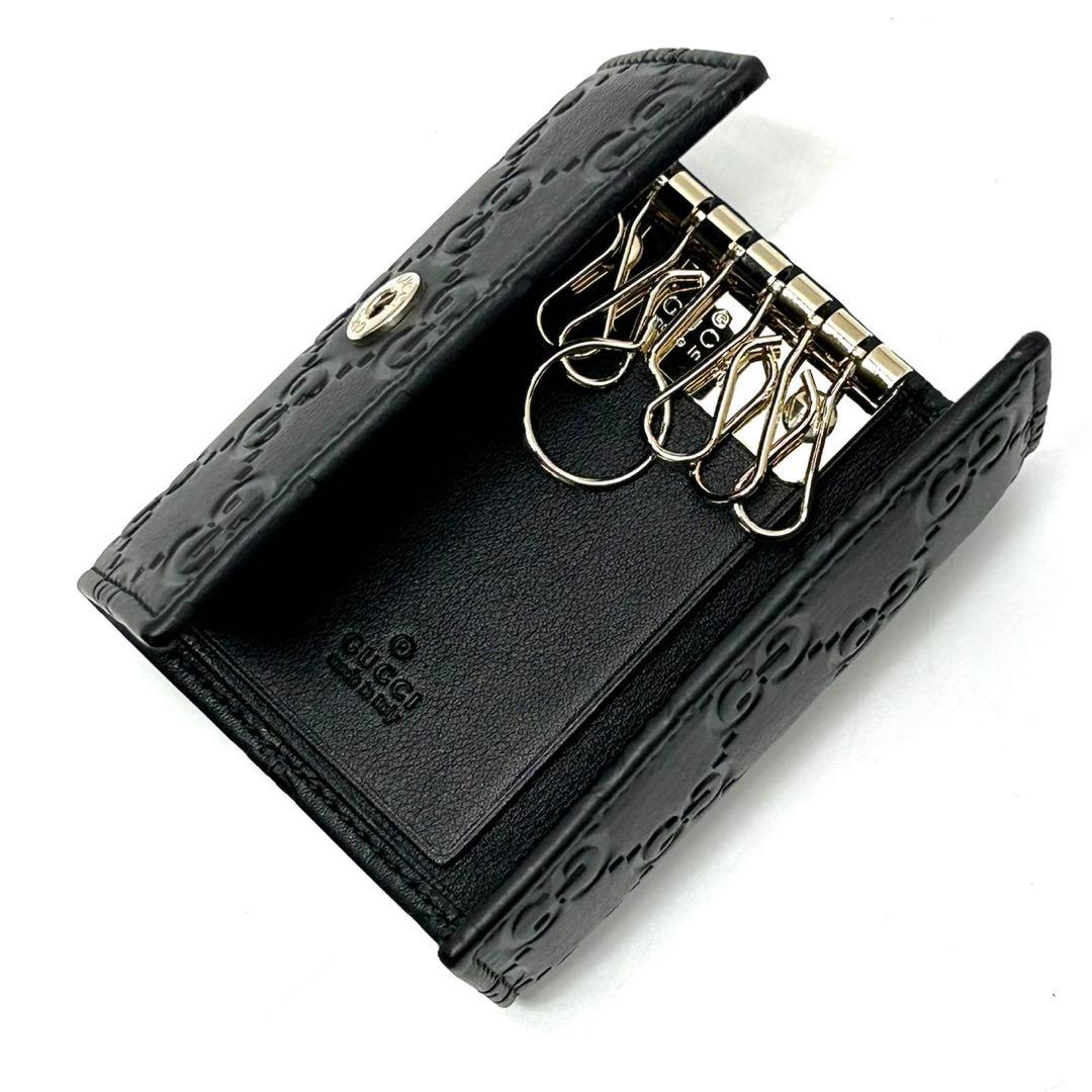 未使用 グッチ シマ 三つ折り6連キーケース ブラック 138093 レザー