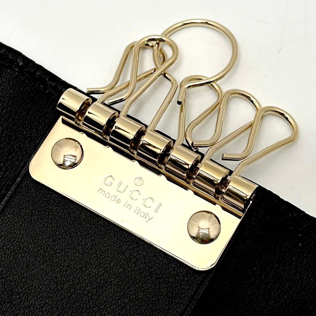 未使用 グッチ シマ 三つ折り6連キーケース ブラック 138093 レザー