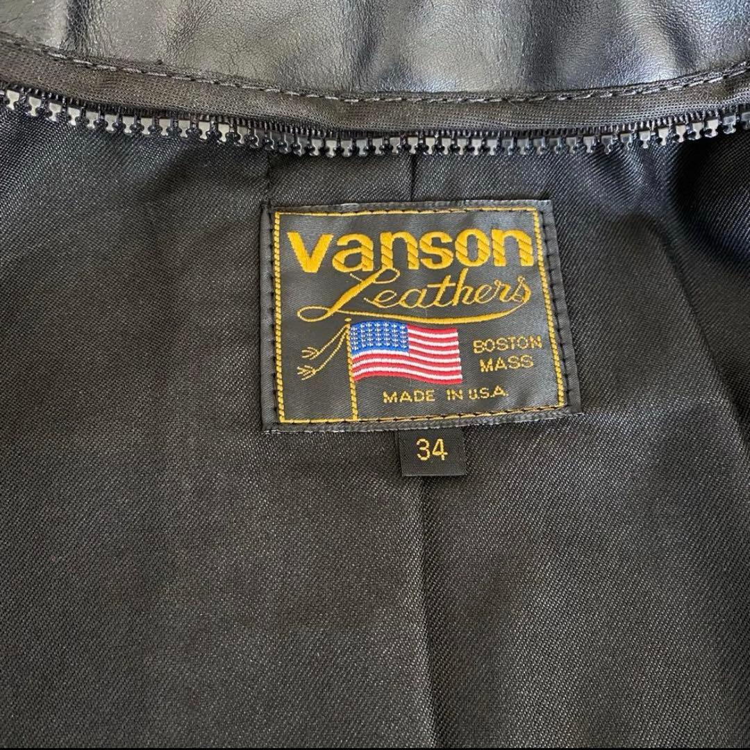 【美品】VANSON タイプB ライナー付 シングルライダース 34