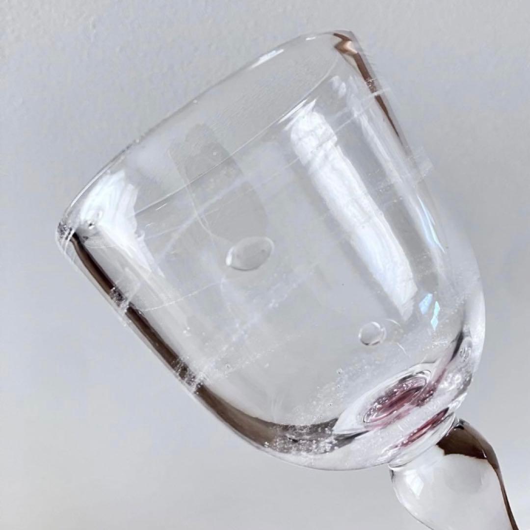 作家もの　吹きガラス　宙吹きガラス　足つきグラス