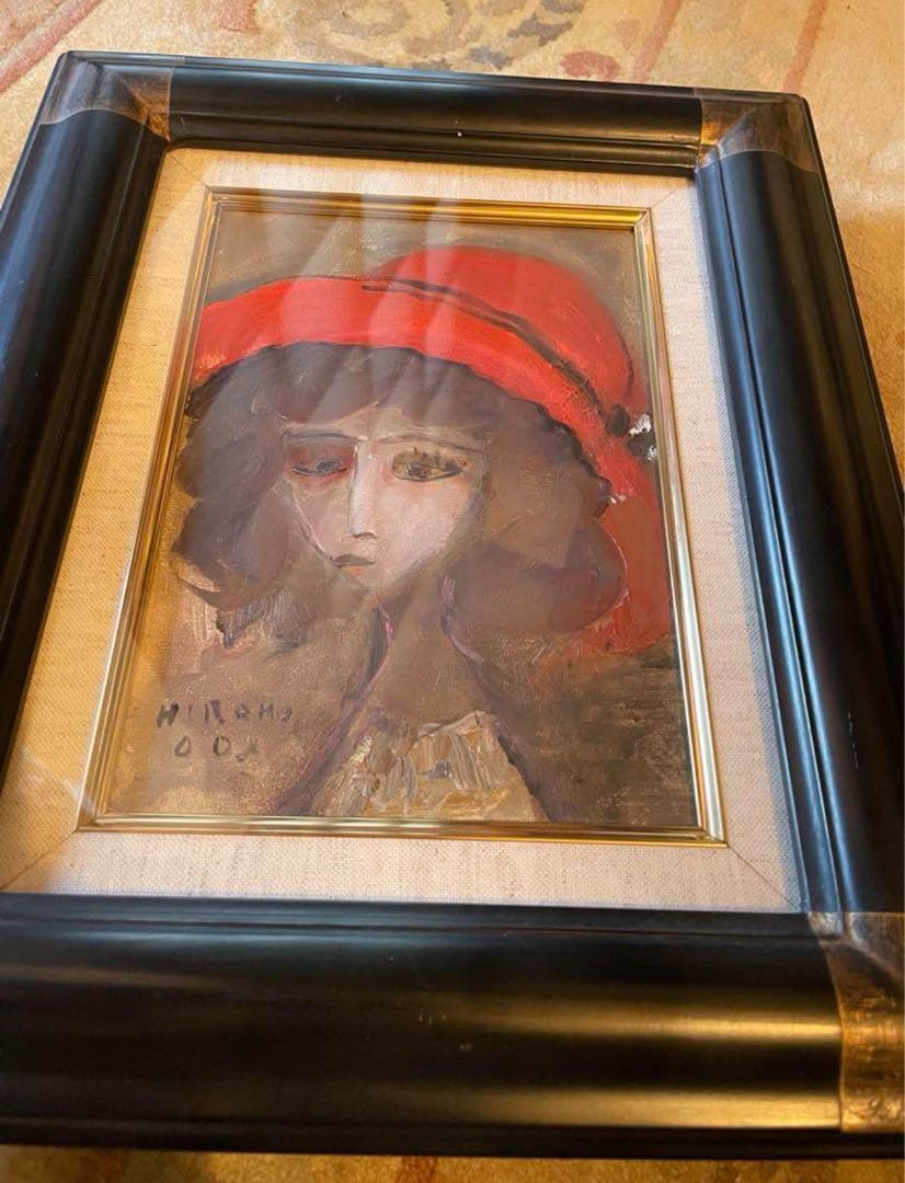 油彩画 赤い帽子 絵画　織田廣喜　少女　織田ひろき　美術品　アート　おだひろき