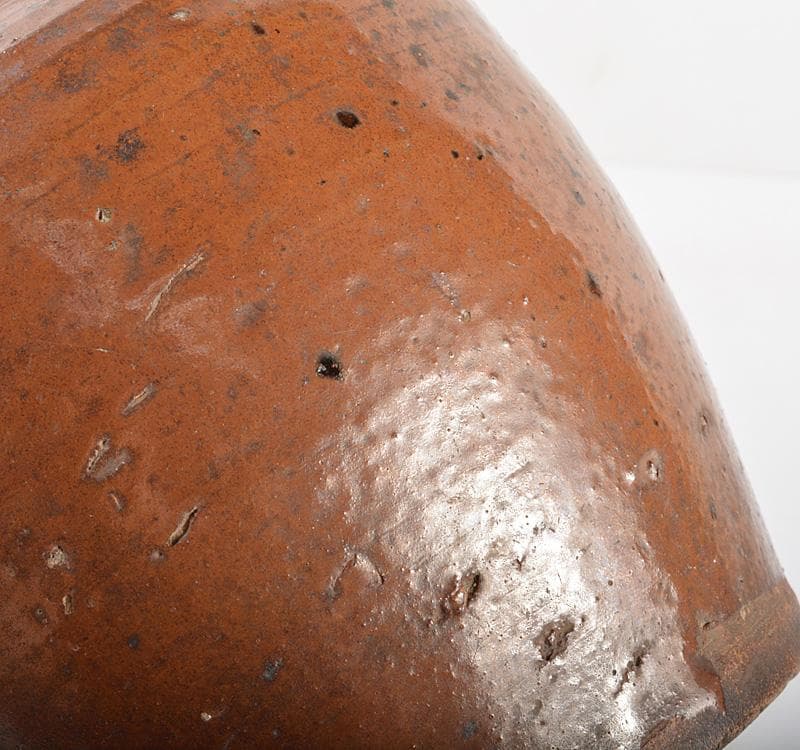 瀬戸焼　美濃焼　古瀬戸　柿釉　双耳花入　小壷　鉄漿壷　時代箱付　V　R5187