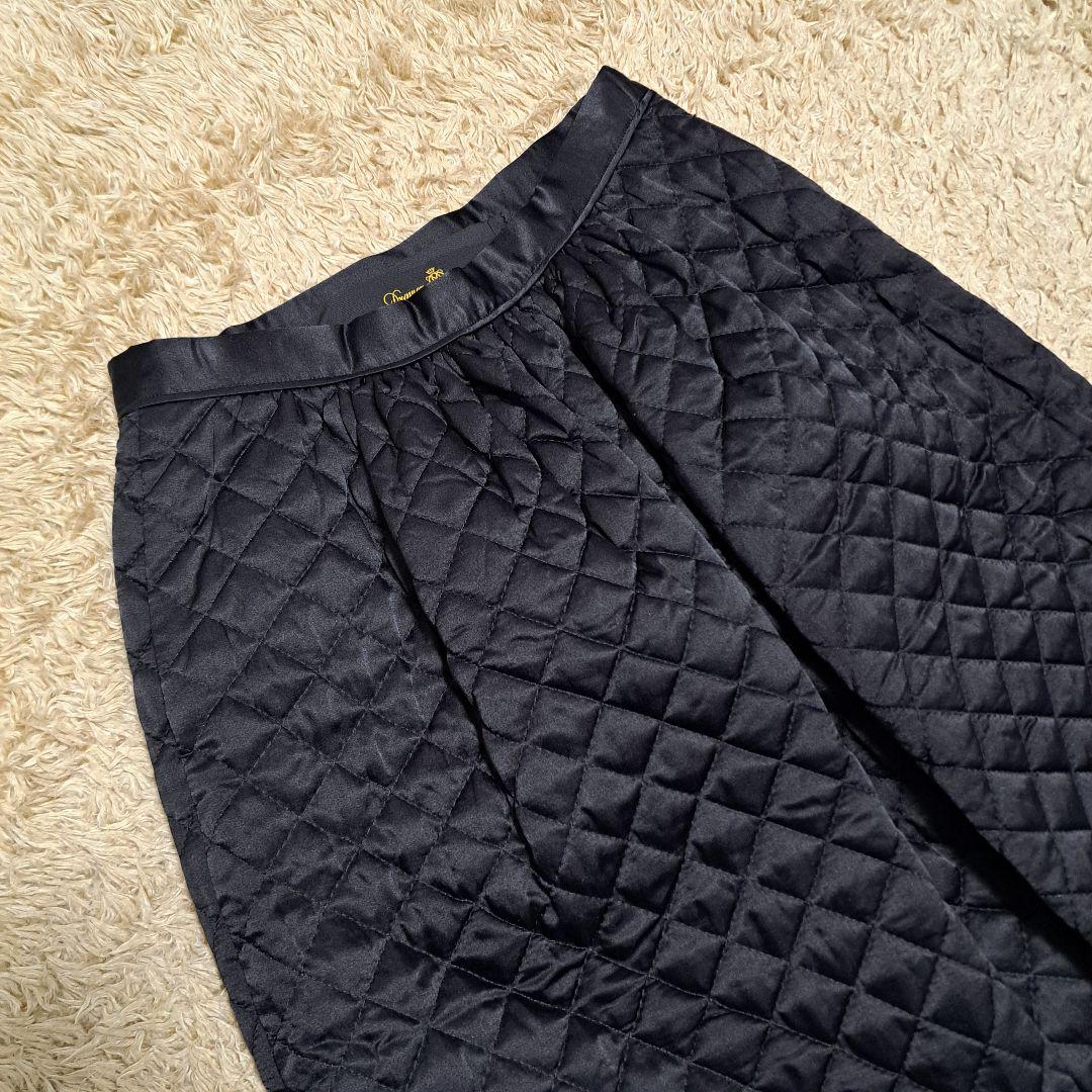 DRAWER　ドゥロワー　キルティング　スカート　黒　ブラック