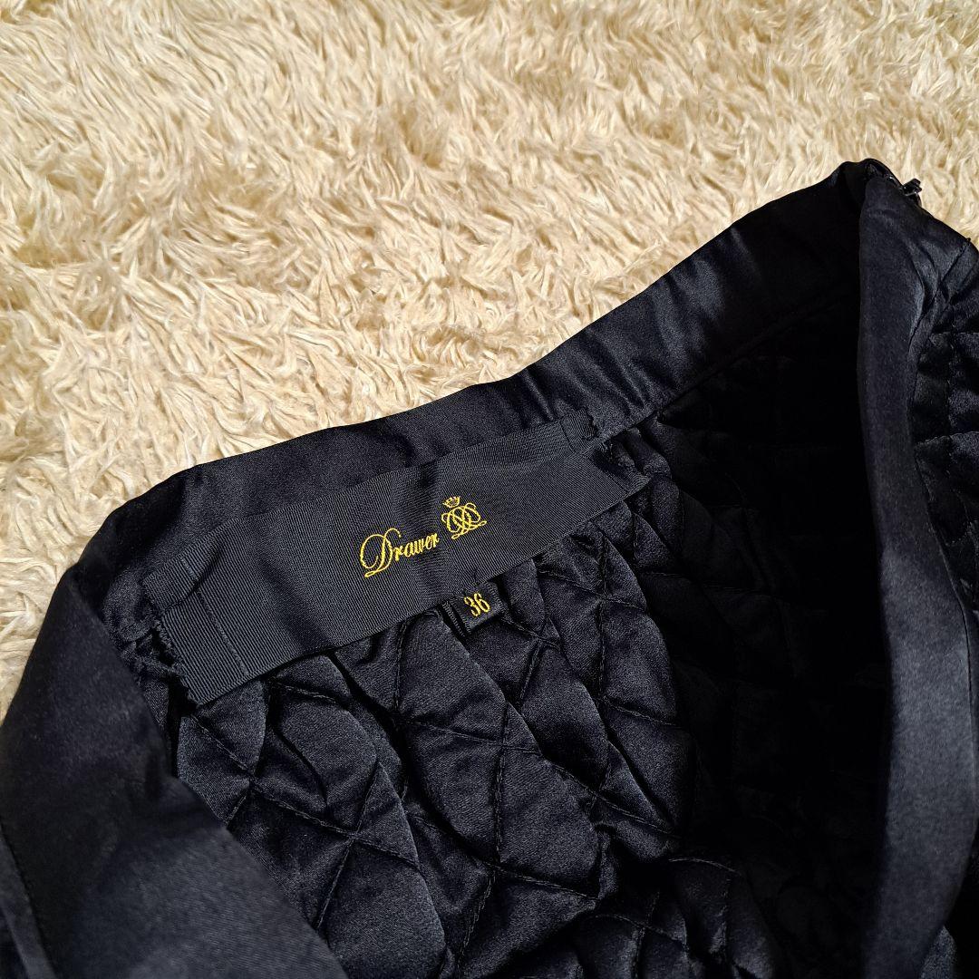 DRAWER　ドゥロワー　キルティング　スカート　黒　ブラック