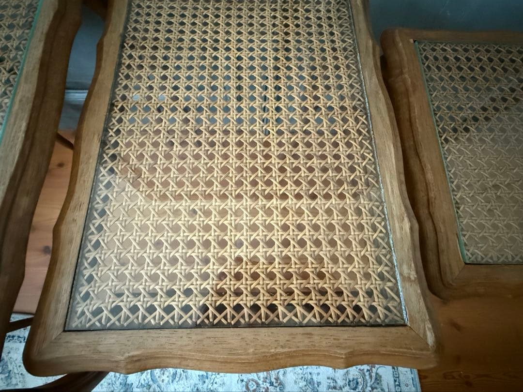 【値下げ】フランスアンティーク　ガラス天板のネストテーブル　猫脚