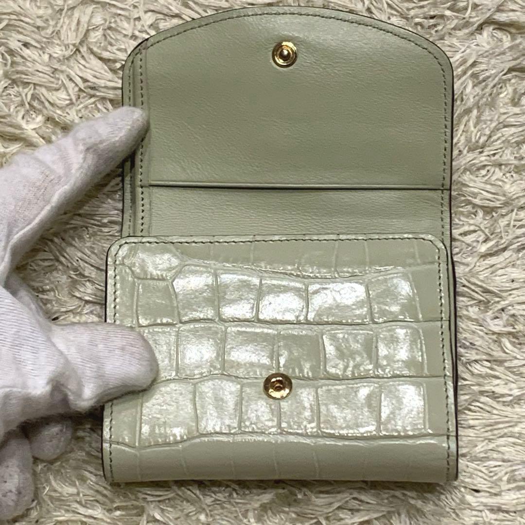 美品✨Chloe クロエ トリフォールド c金具 クロコ型押しレザー 三つ折り