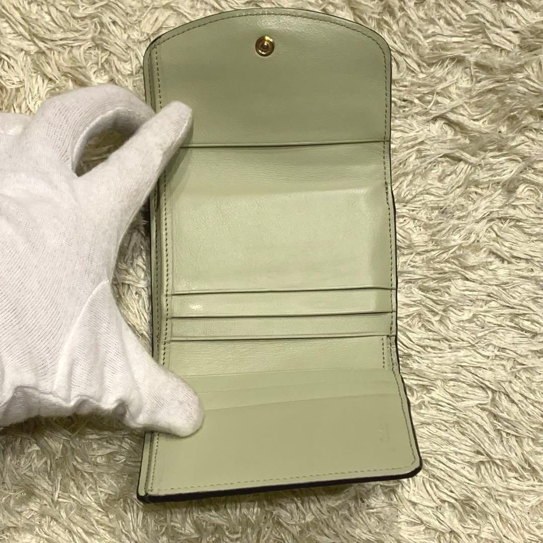 美品✨Chloe クロエ トリフォールド c金具 クロコ型押しレザー 三つ折り
