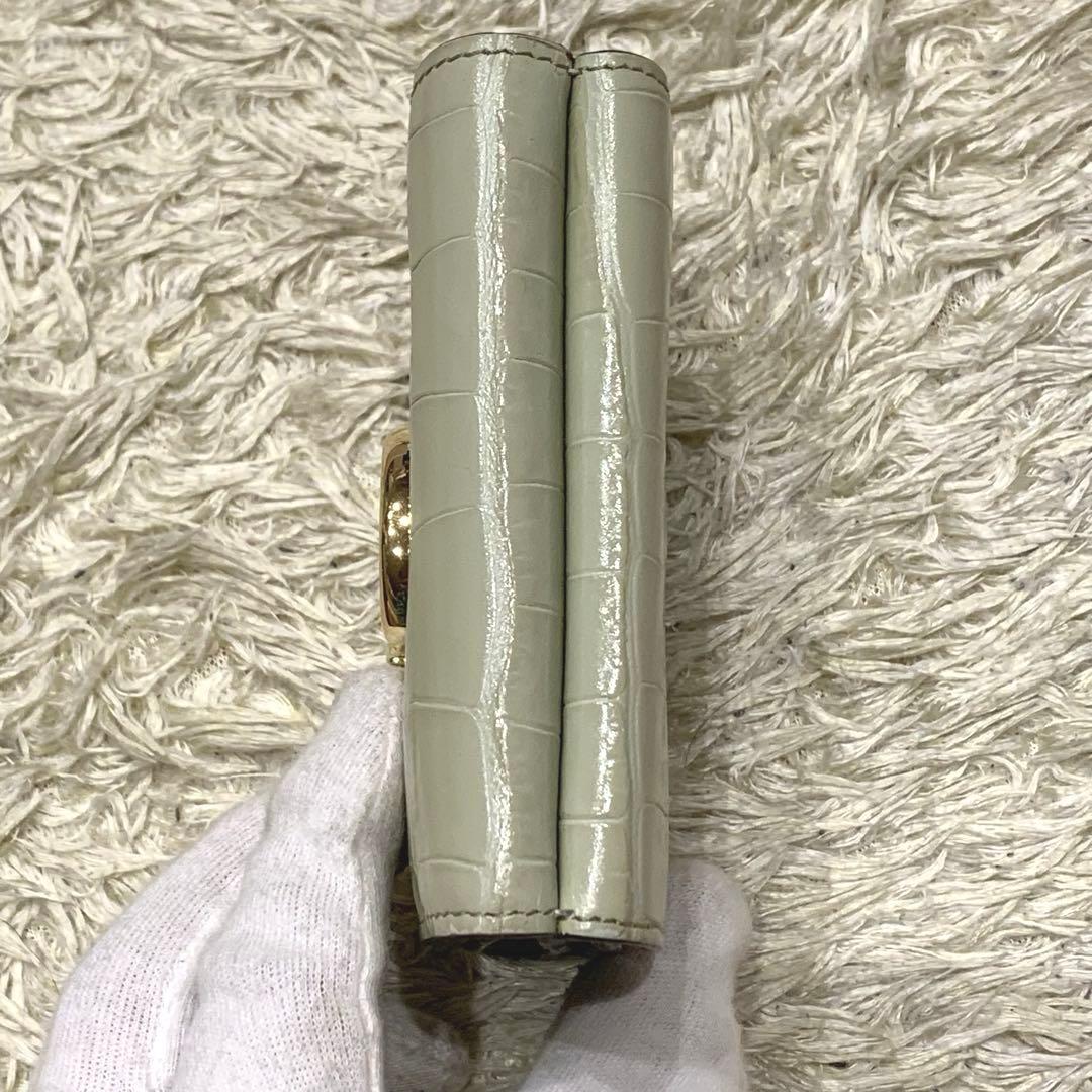 美品✨Chloe クロエ トリフォールド c金具 クロコ型押しレザー 三つ折り