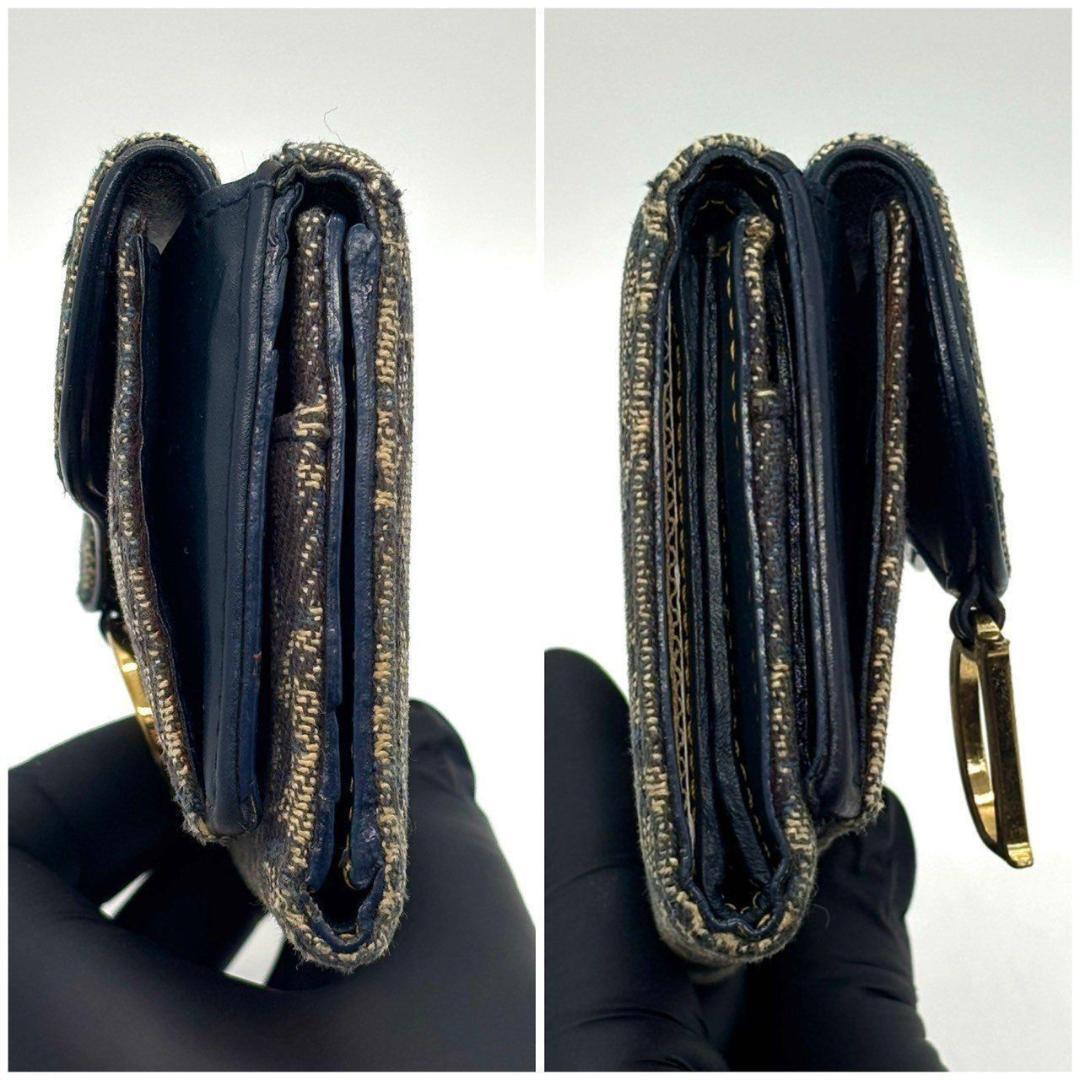 s*o様 クリスチャンディオール 三つ折り財布 トロッター柄 Dロゴ キャンバス