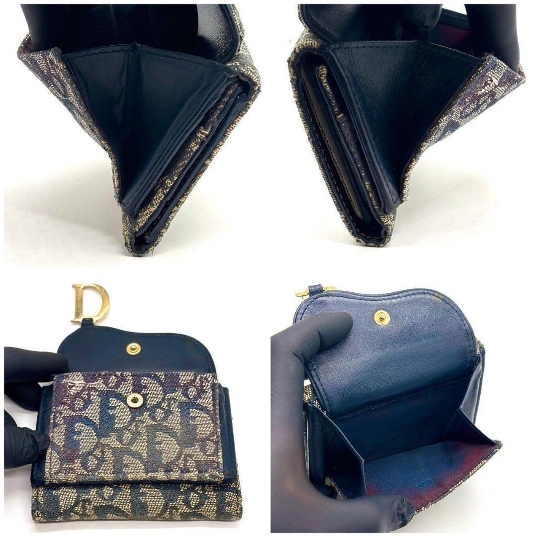s*o様 クリスチャンディオール 三つ折り財布 トロッター柄 Dロゴ キャンバス