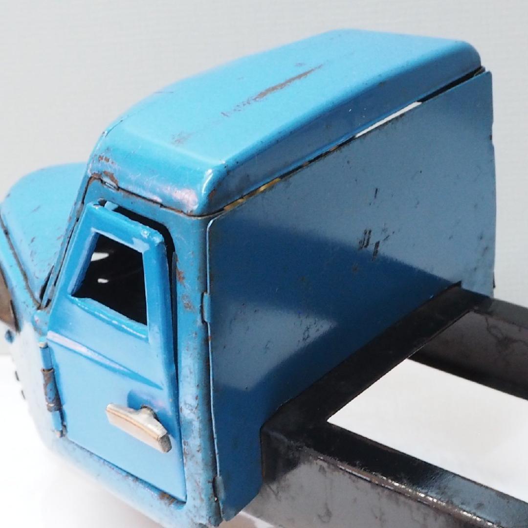 マルサン【ジャイアント三輪ダンプ トラック 水色/赤】ブリキ自動車TIN【箱無】