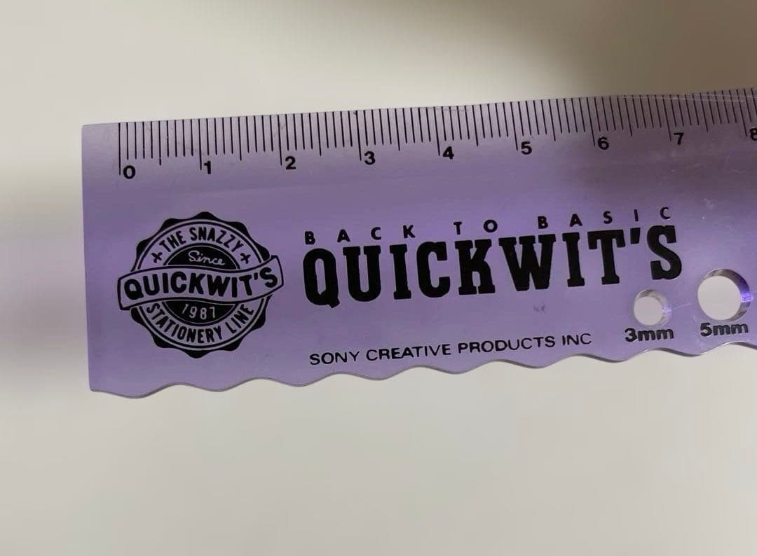 【匿名配送】QUICKWITS 紫色 定規　ものさし　 文房具　1987