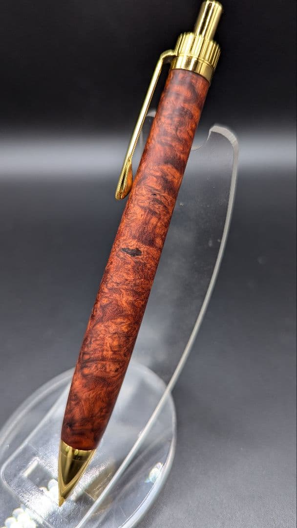 456ペン工房翌檜　極上　本花梨瘤杢　木軸シャーペン　ボールペン