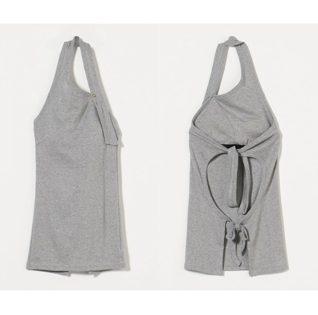 ATTISESSION インナーパット付き バックタイ ホルターネックトップス