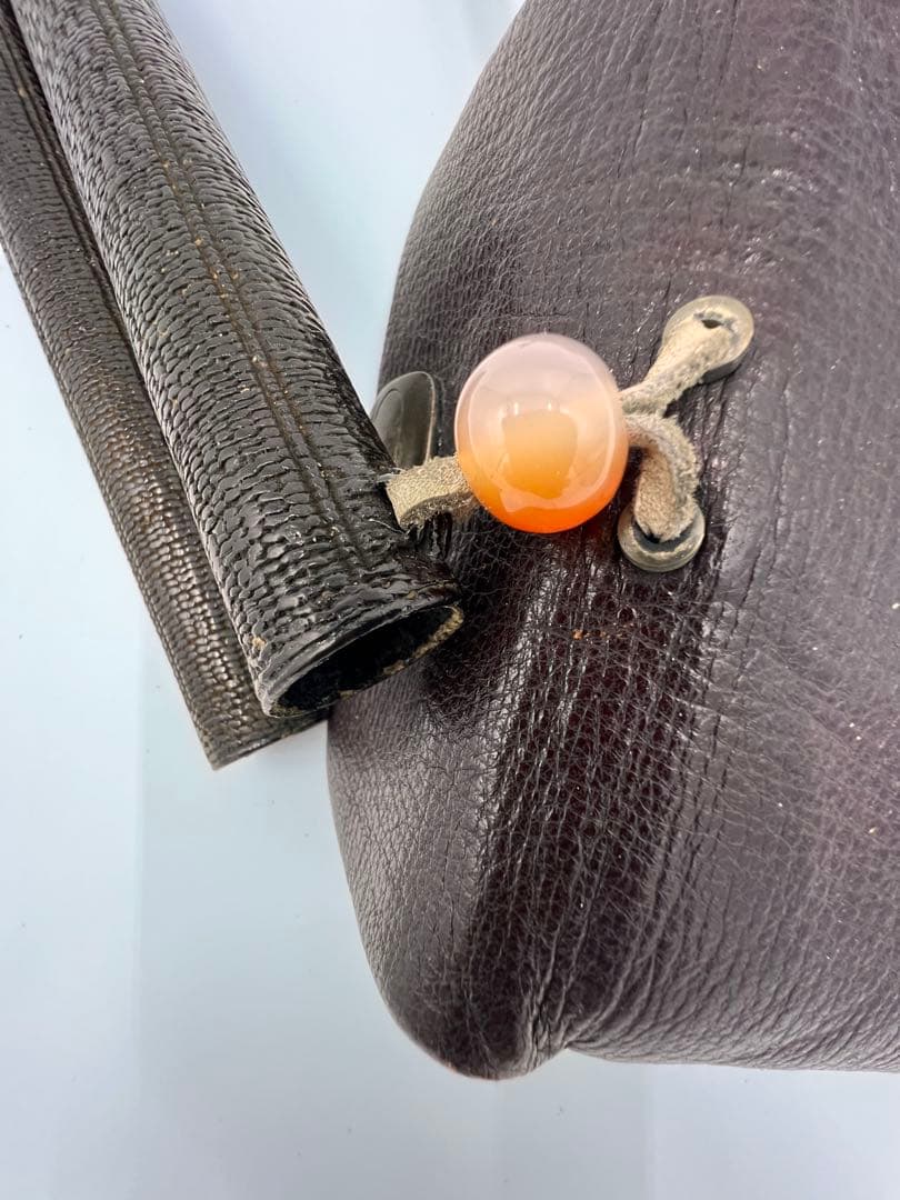 明治〜大正期 人物彫金刻印有 キセル一式 煙管 竹胴 皮袋・筒付