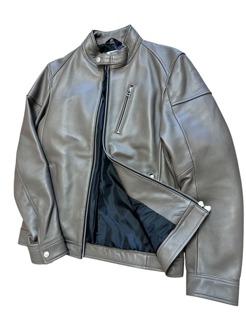 M希少！新品同様！メンズビギ ラトルトラップ 本革シングルライダース ラムレザー