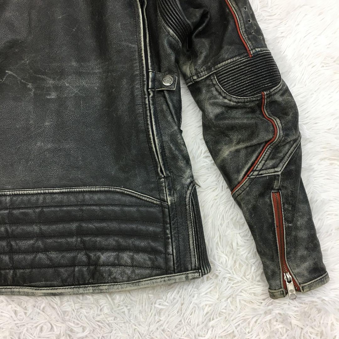 ハーレーダビッドソン レザージャケット シングル ライダース グランジ Y2K