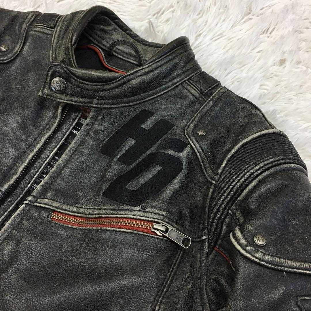 ハーレーダビッドソン レザージャケット シングル ライダース グランジ Y2K