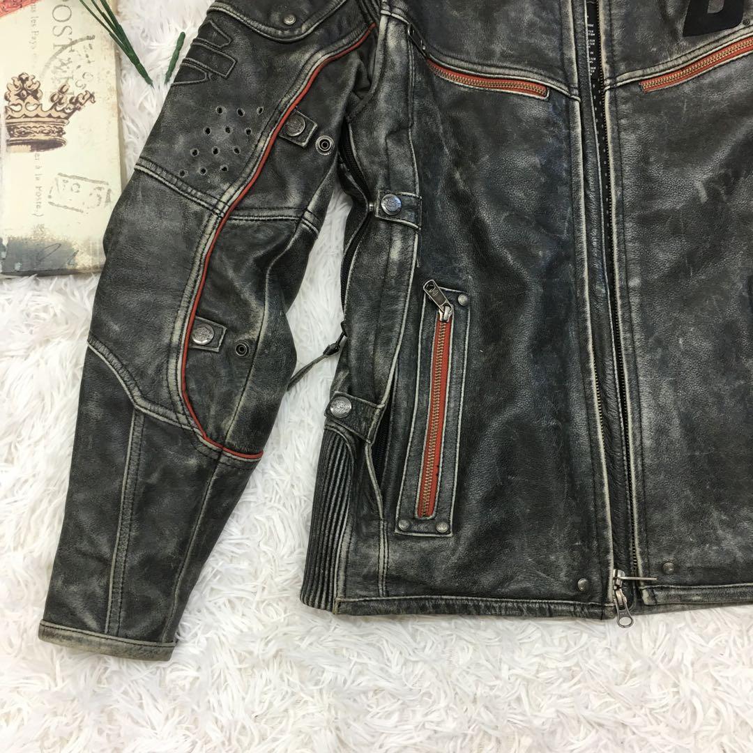 ハーレーダビッドソン レザージャケット シングル ライダース グランジ Y2K