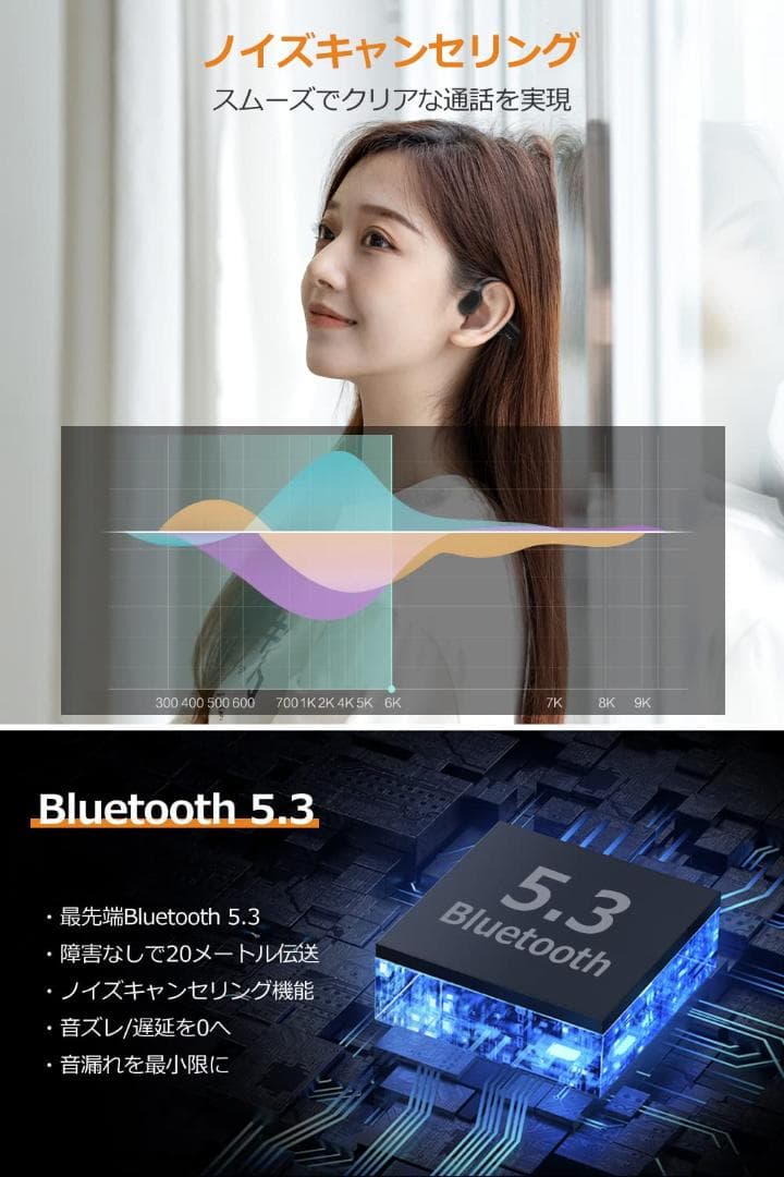 ☆骨伝導Bluetoothヘッドホン - 12時間超長再生、耳掛け式
