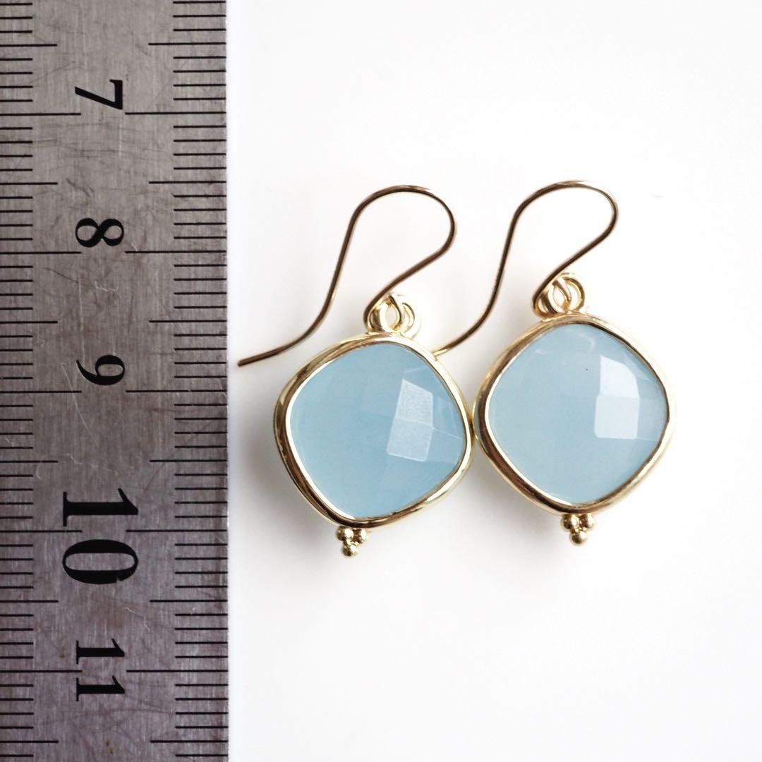 【はくとん( 'ω')ŧ‹\"ŧ‹\"】アクアマリンカルセドニーイヤリング