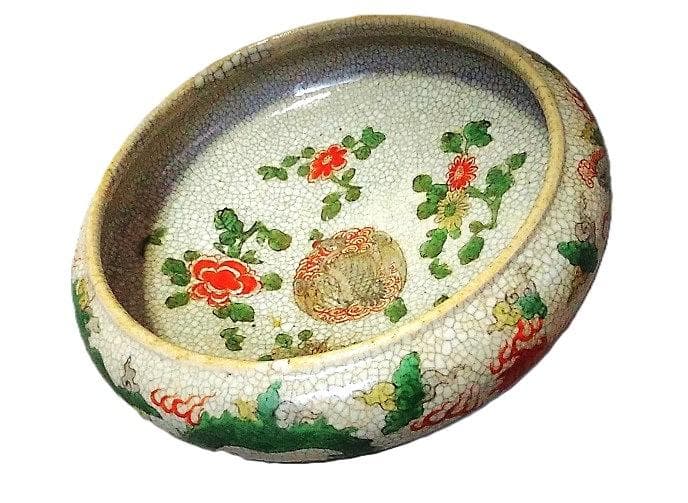 【 龍・鳳凰・花鳥文鉢 】　中華古玩　宋赤絵/古赤絵/五彩